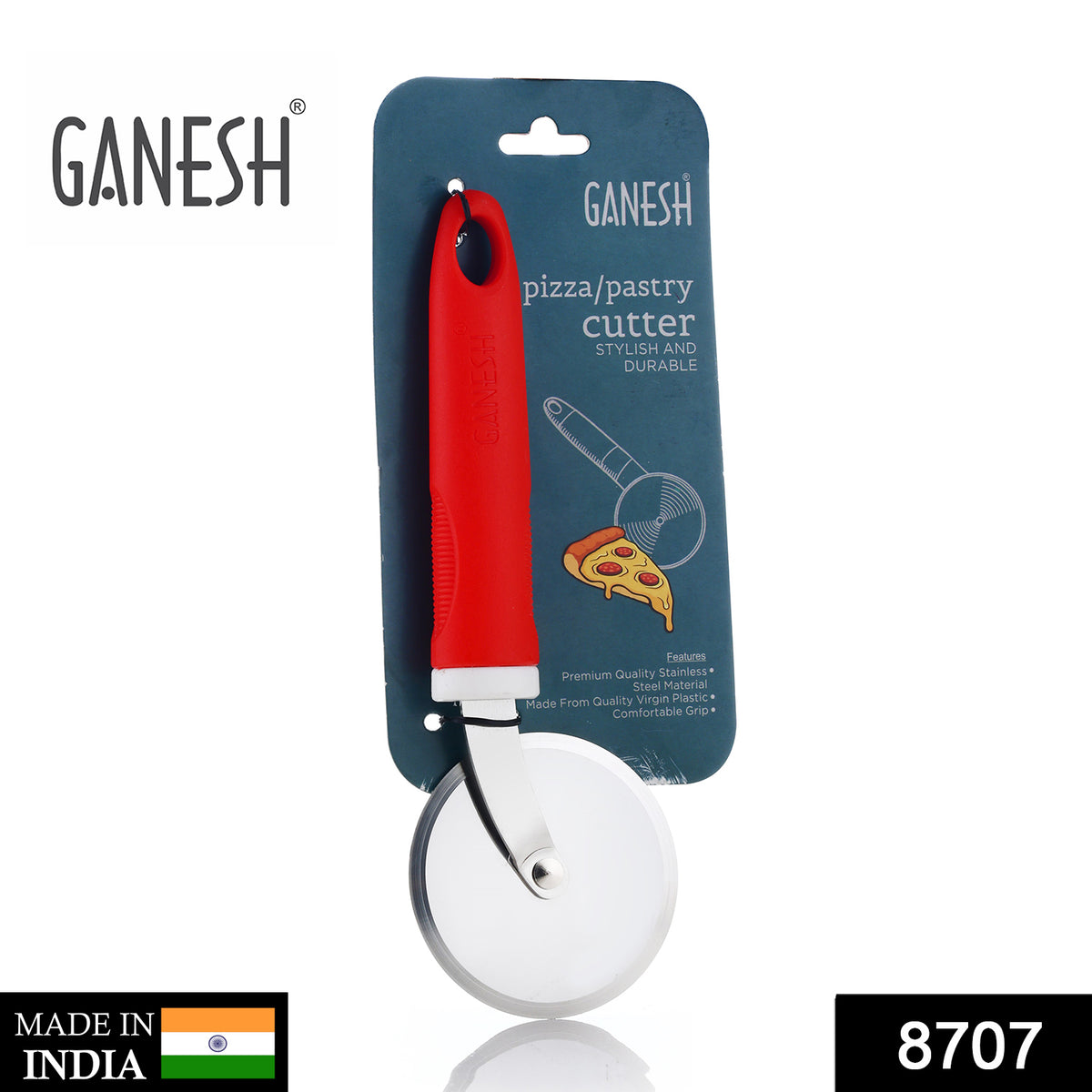 Ganesh  Pizza  Pastry Cutter Wheel Pizza Cutter  (Stainless Steel) strong