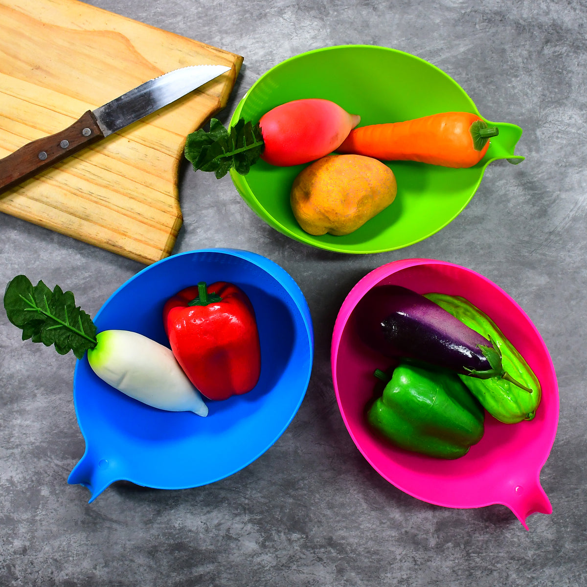 Plastic Rice Bowlfood Strainer Thick Drain Basket With Handle For Rice Vegetable  Fruit (Set Of 3pcs)