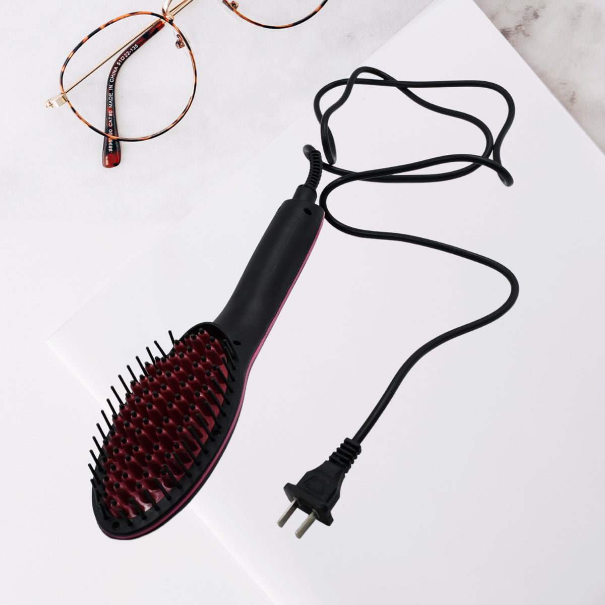 Simply Straight Electric 2 In 1 Ceramic Hair Straightener Straightening Comb Brush With Lcd Screen Temperature Control Display For Women