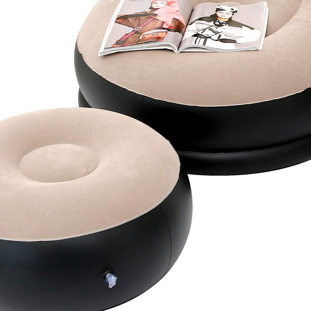 Inflatable Sofa Lounge Chair Ottoman Blow Up Chaise Lounge Air Sofa Indoor Flocking Leisure Couch For Home Office Rest Inflated Recliners Portable Deck Chair For Outdoor Travel Camping Picnic.