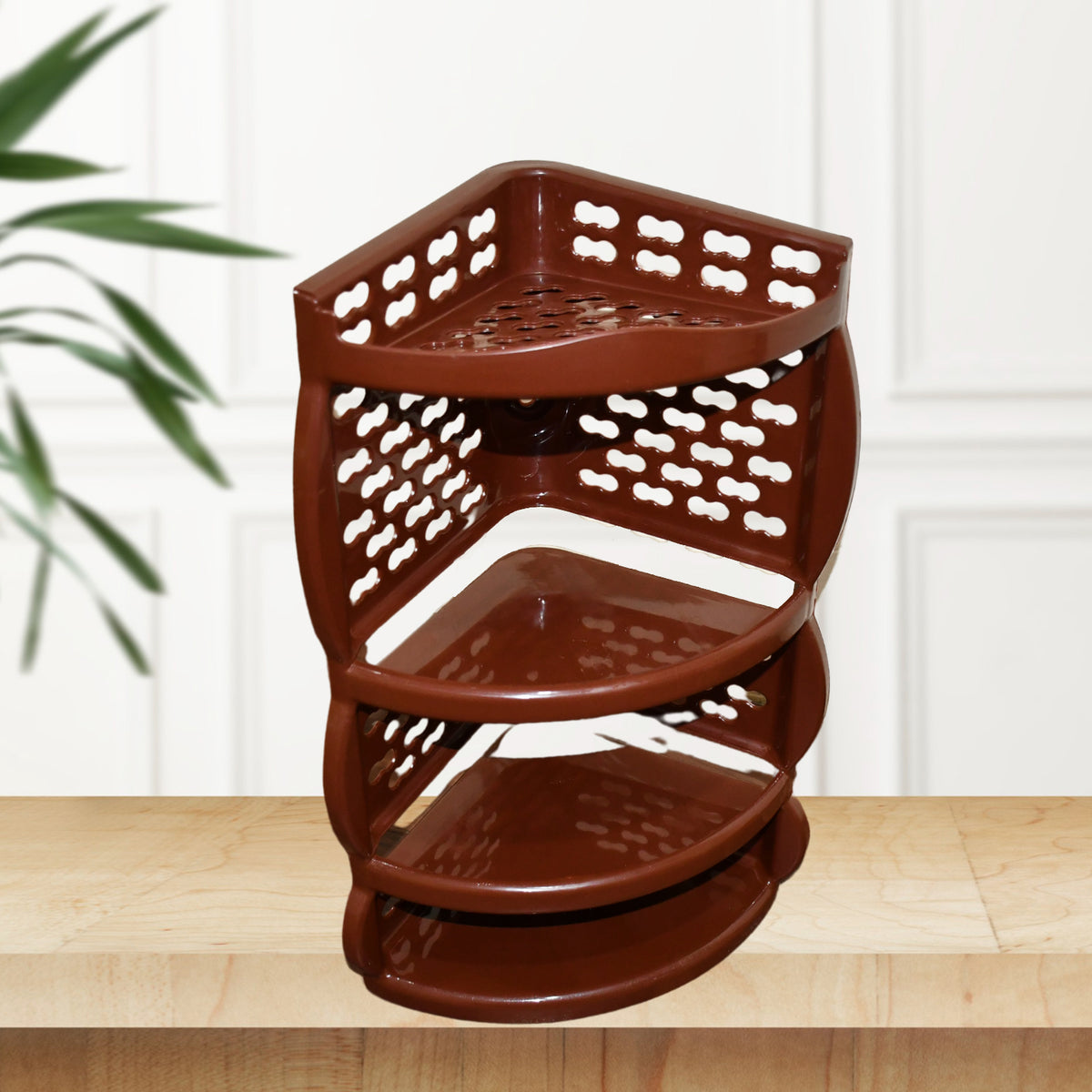Multi Purpose Plastic Corner Rack A Stylish Storage Shelf For Kitchen  Living Room  Bathroom (1 Pc  3 Layer )