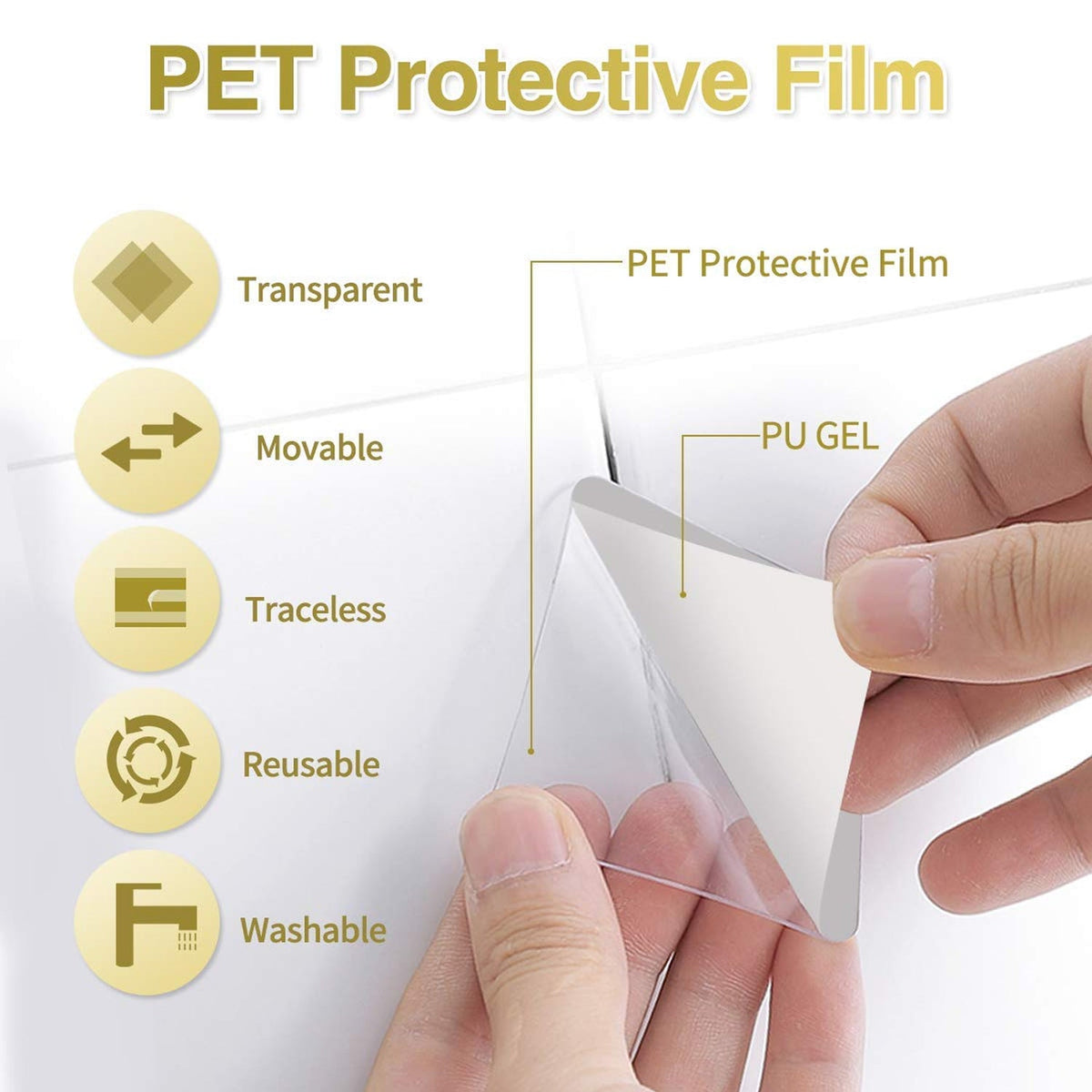 New Double Side Tape Sticker Strong Waterproof Wall Indoor Nano Adhesive No Trace Gel Clear Industrial Multipurpose Removable Use For Bedroom Home Kitchen Hotel (0.6mmx1pc)