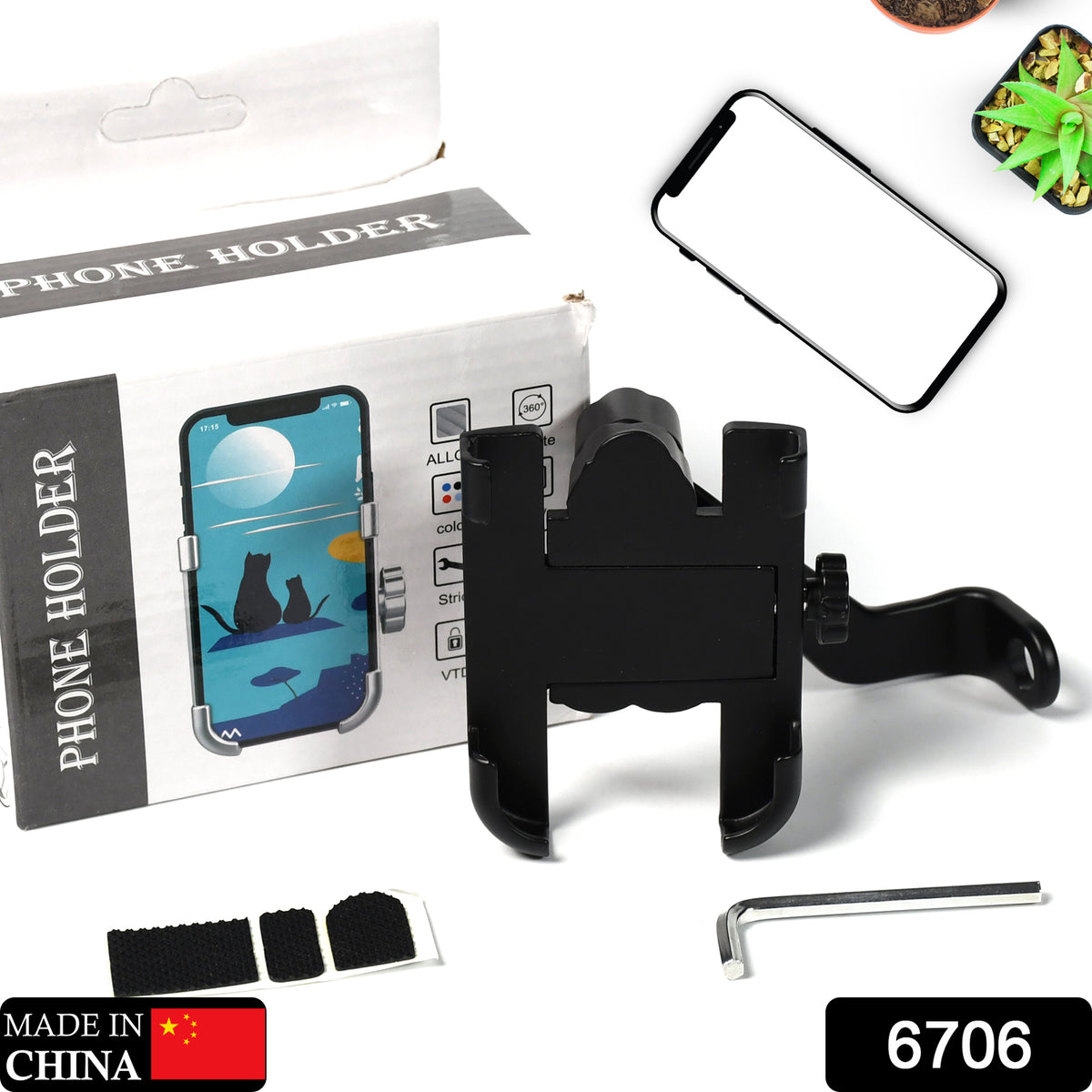 Mobile Phone Holder With Easy Adjustable Rear View Mirror Mount Solid Metal Cradle Stand Suitable For Bike  Mobile Phones