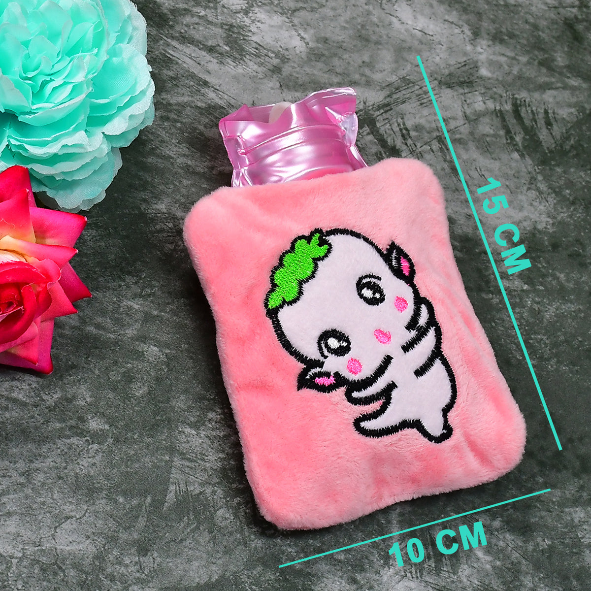 Pink Cartoon Small Hot Water Bag With Cover For Pain Relief Neck Shoulder Pain And Hand Feet Warmer Menstrual Cramps.