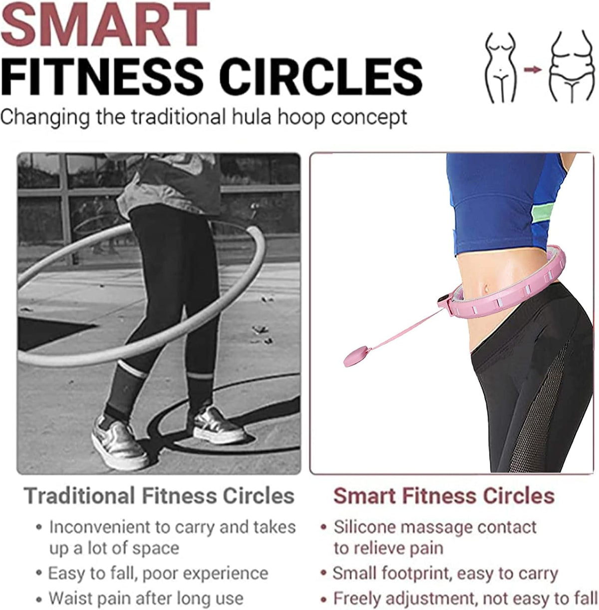 Fitness Adjustable Detachable Fitness Hula Hoop Ring Smart Round Count  Weight Loss Gym Equipment Exercise Smart Hula Hoops