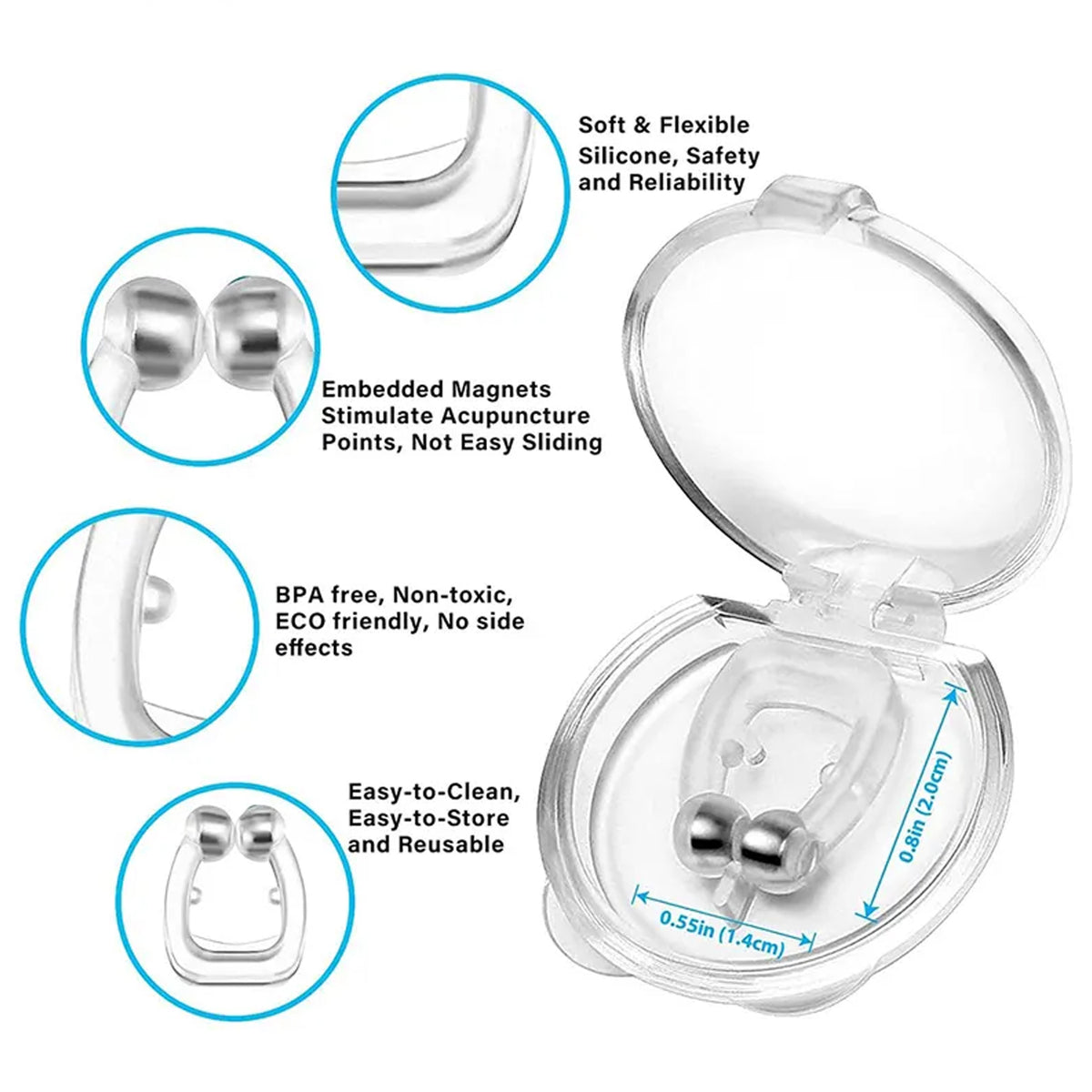 Anti Snore Device For Men And Woman Silicone Magnetic Nose Clip For Heavy Snoring Sleeper Snore Stopper Anti Snoring Device (1 Pc)