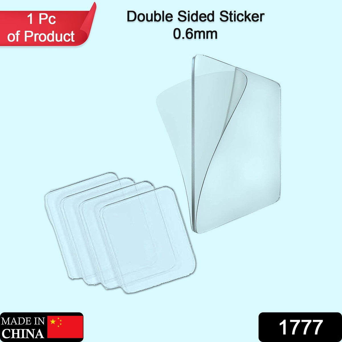 New Double Side Tape Sticker Strong Waterproof Wall Indoor Nano Adhesive No Trace Gel Clear Industrial Multipurpose Removable Use For Bedroom Home Kitchen Hotel (0.6mmx1pc)