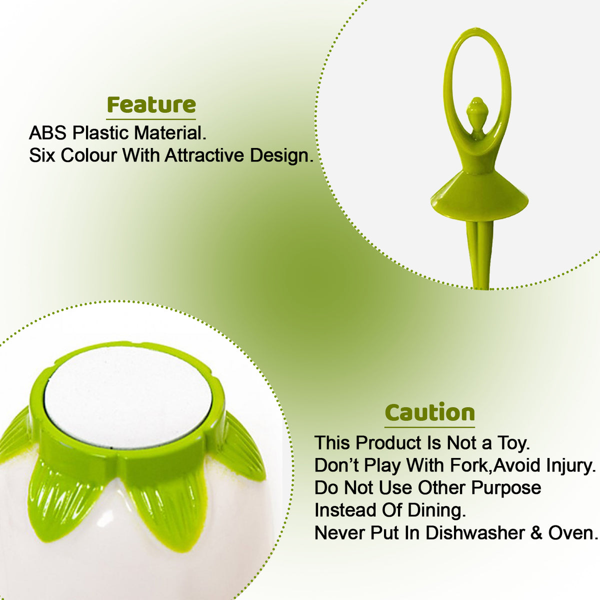 Dancing Doll Fruit Fork Cutlery Set With Stand Set Of 6.