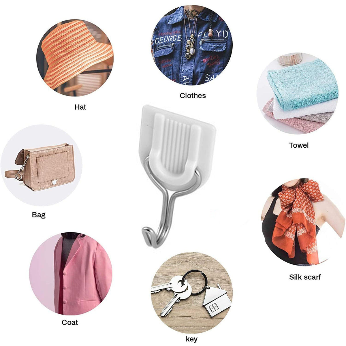 Adhesive Sticker Abs Plastic Hook Towel Hanger For Kitchenbathroom