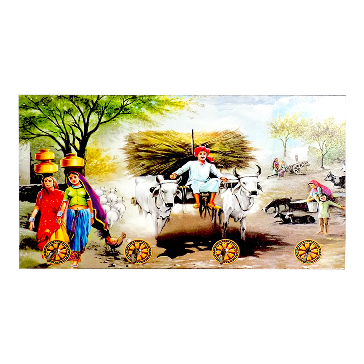 Decorative Wooden Landscape Art With Hooks For Wall Hanging