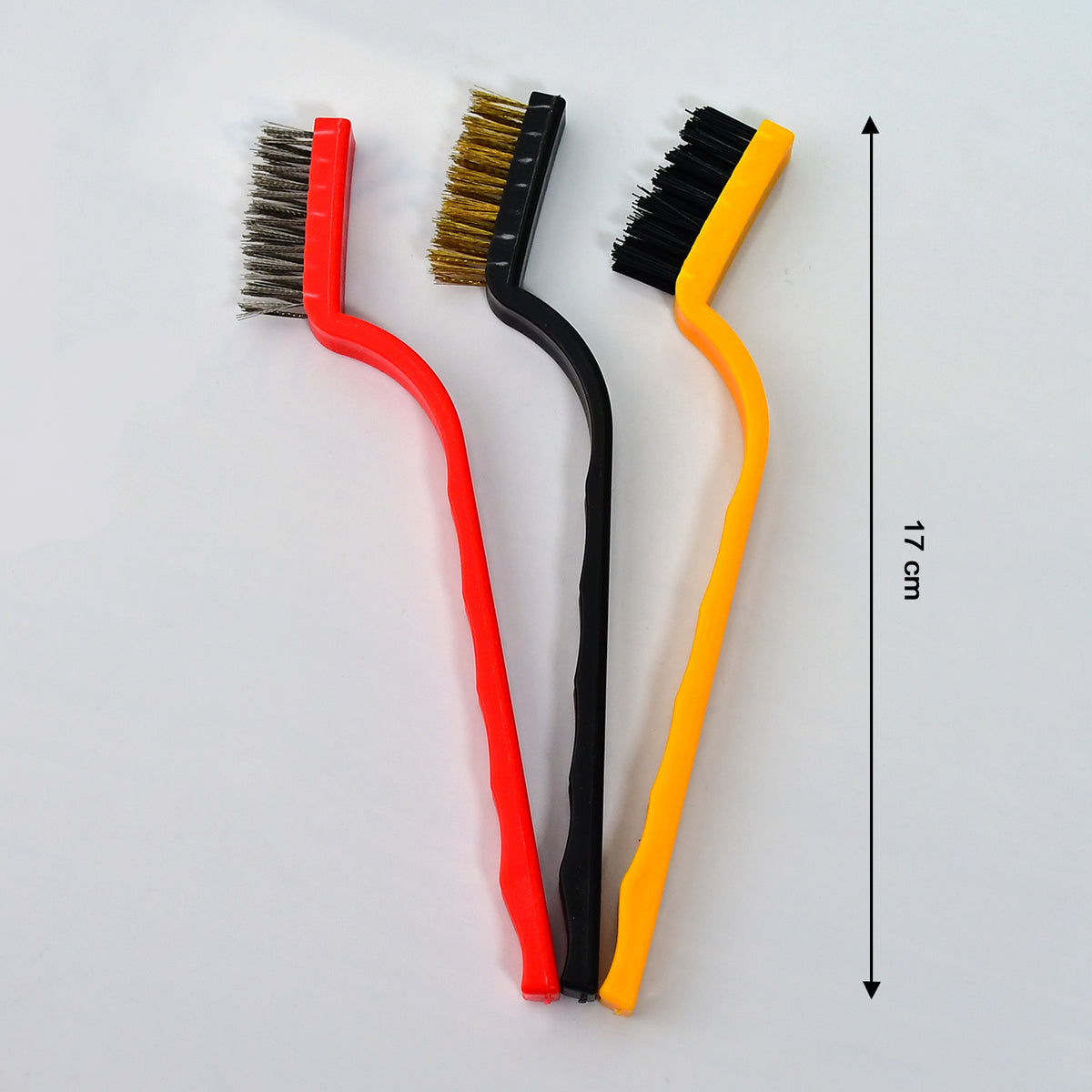 3pc  Mini Wire Brush Set Brass Nylon Stainless Steel Bristles Household Cleaning Brush For Gas Stove Smoke Machine Tool Burner Tiles Tap Rust Removal Welding Slag Dirt  Paint Scrubbing.