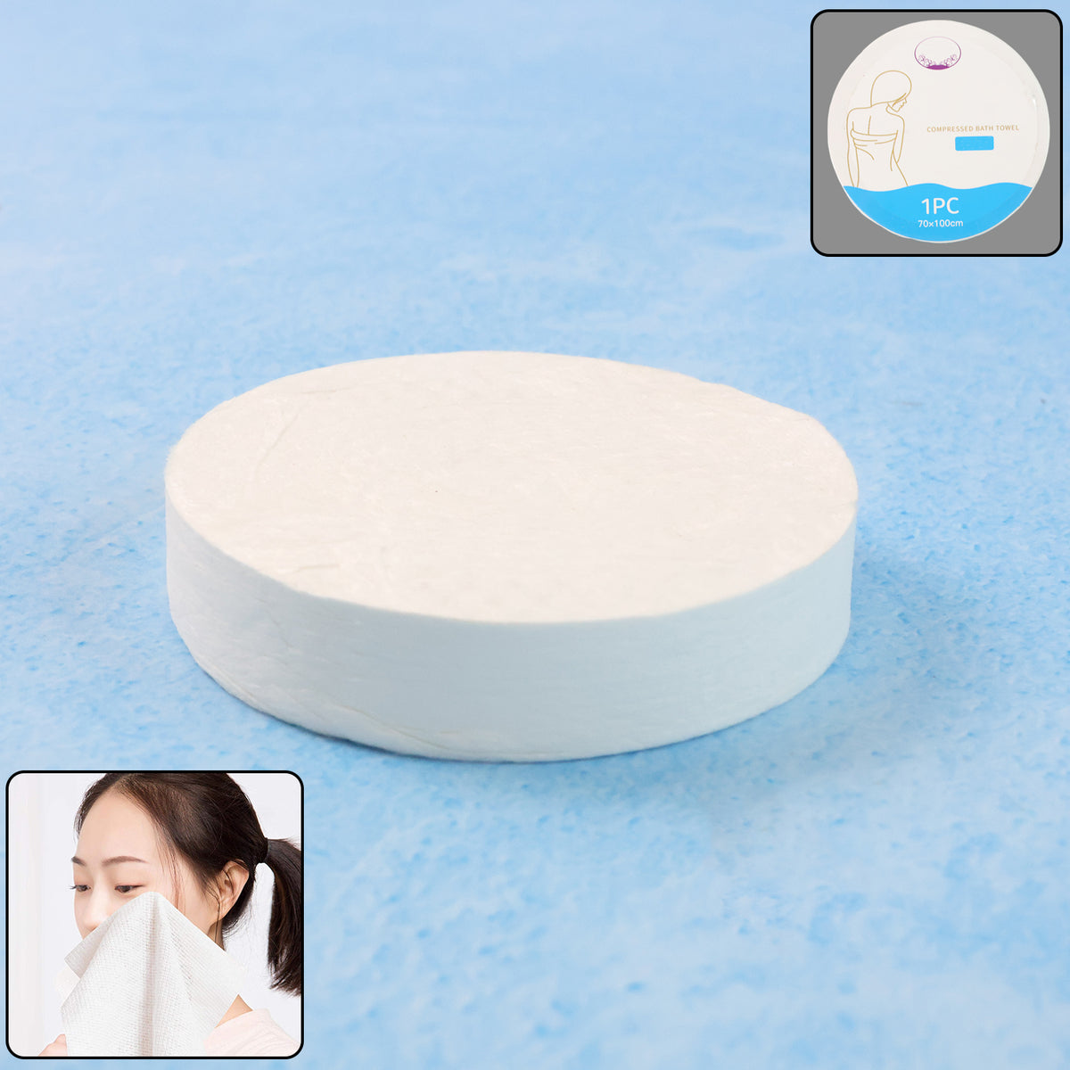Compressed Travel Bath Towel - (1 Pc  70x10 Cm)