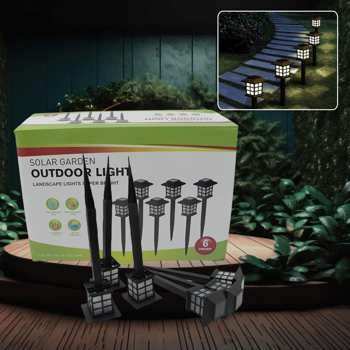 Big Solar Outdoor Lights 6 Pack Waterproof Solar Pathway Lights 10 Hrs Long-lasting Led Landscape Lighting Solar Garden Lights Solar Lights For Walkway Path Driveway Patio Yard  Lawn (6 Pc Set)