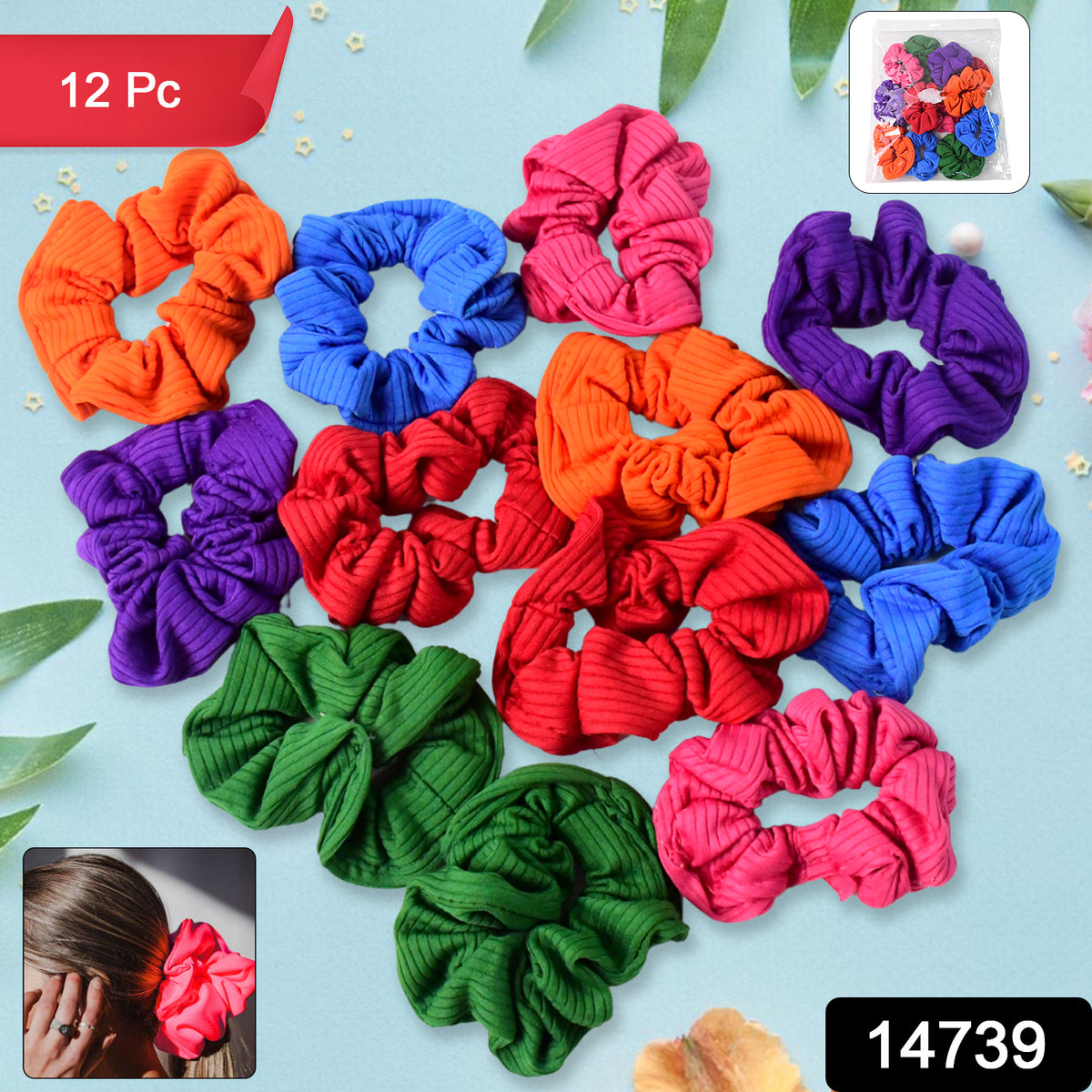 Set Of 12 Premium Elastic Hair Band Stylish Hair Accessories