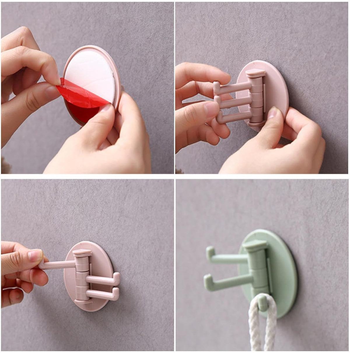 Sticky Hook Household Strong Punch-free Hook 180foldable Multi-function Rotatable Hook With 3 Hooks Suitable For Bathroom Kitchen Office (1 Pc)