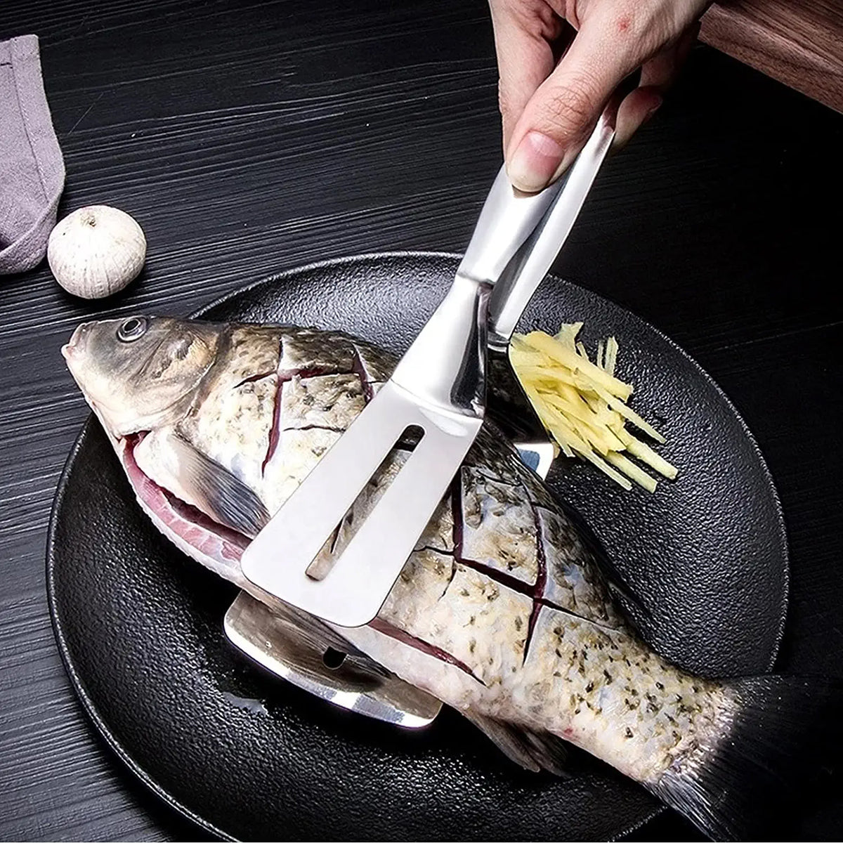 Multifunction Cooking Serving Turner Frying Food Tong. Stainless Steel Steak Clip Clamp Bbq Kitchen Tong.