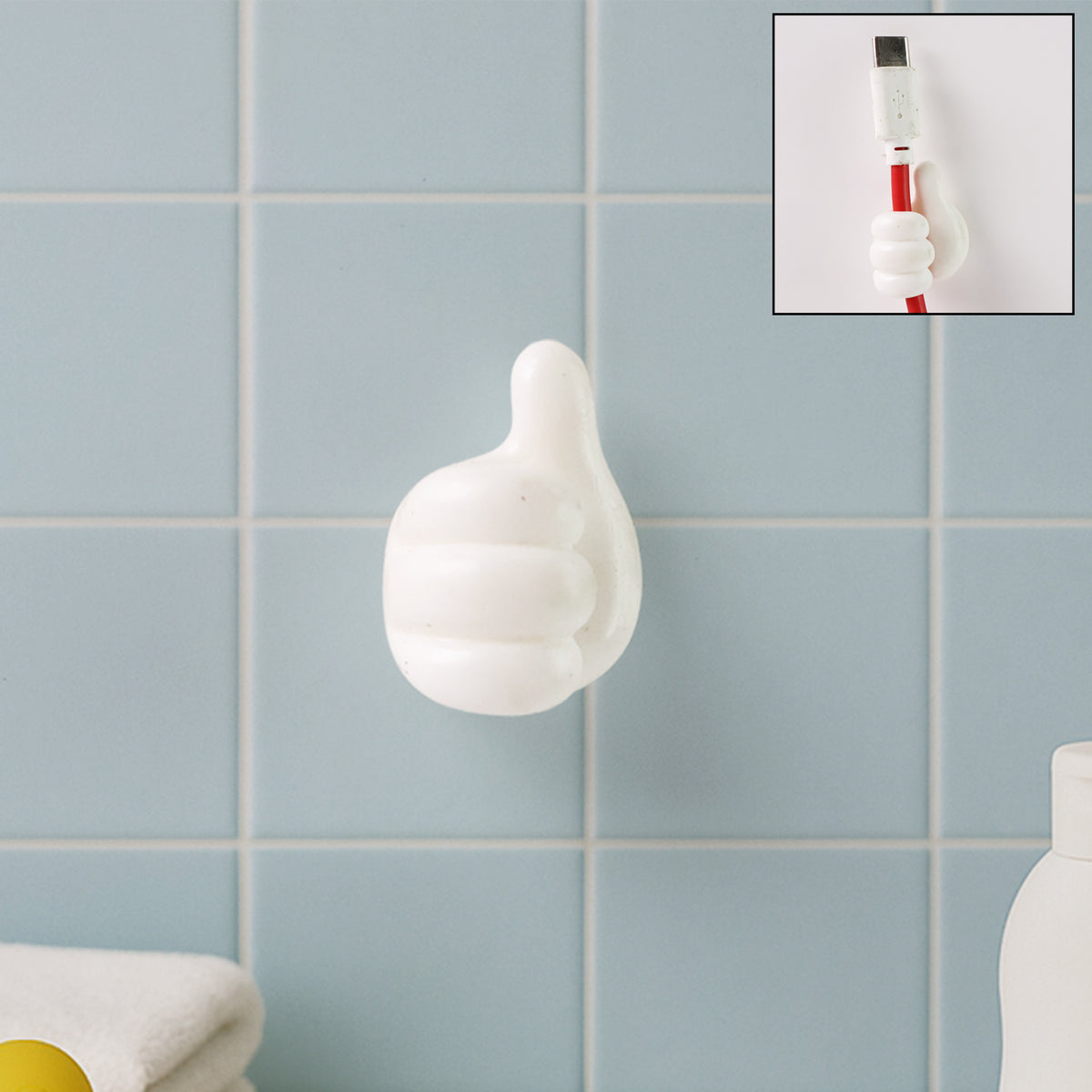 White Multifunctional Multi Functional Hand Shape Wall Clip Hanger Keys Cable Holder