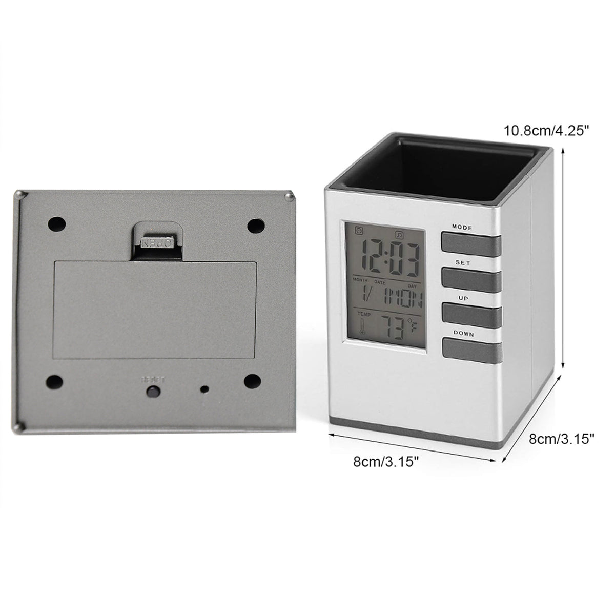 Multifunction Cube Digital Desk Clock With Pen Holder (1 Pc)