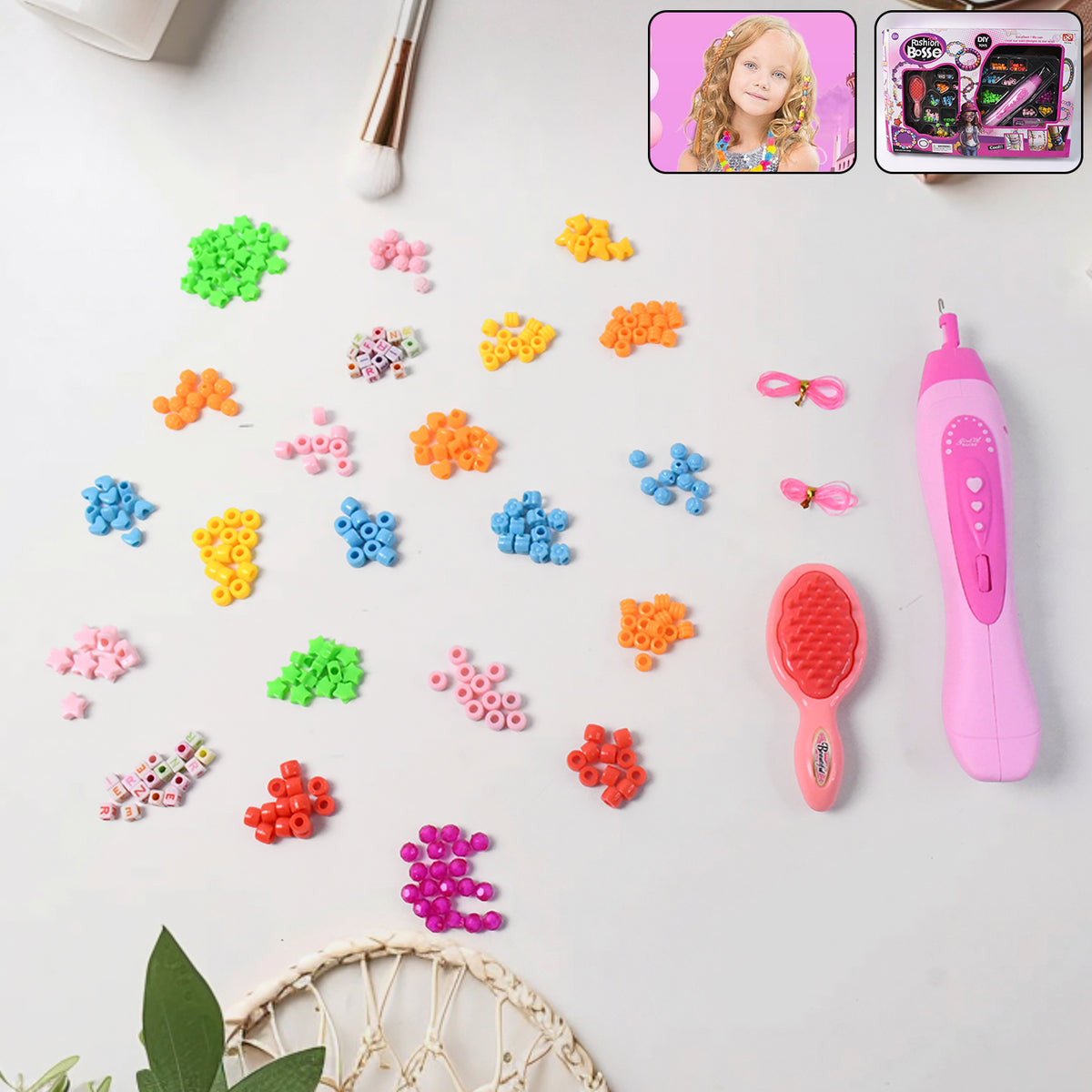 Hair Styling Clasp Clips Twisting Stringing Beads Kit For Girls Portable Hair Braider Machinehairstyle Braid Kit Diy Hair Styling Tool With Comb Rubber Button Beads And Beads