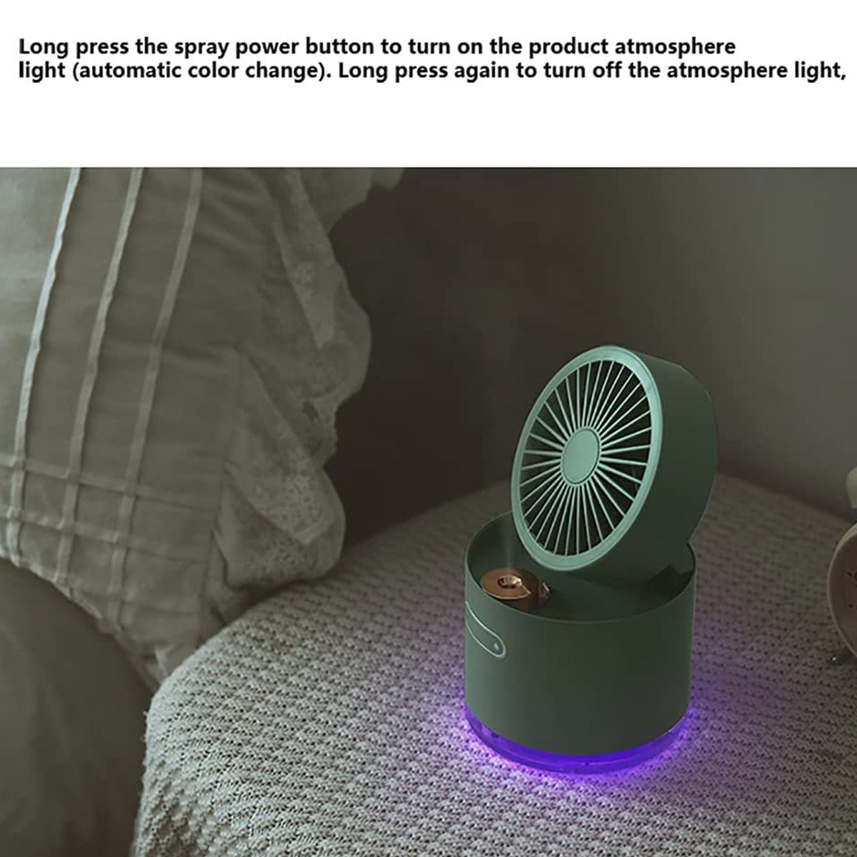 Mini Desktop Cooling Fan Automatic Shaking Head Rotating Spray Humidifier Fan Water Cooling Small Fan Desktop Mini Air Conditioning Fan With Small Water Tank (Battery Not Include)