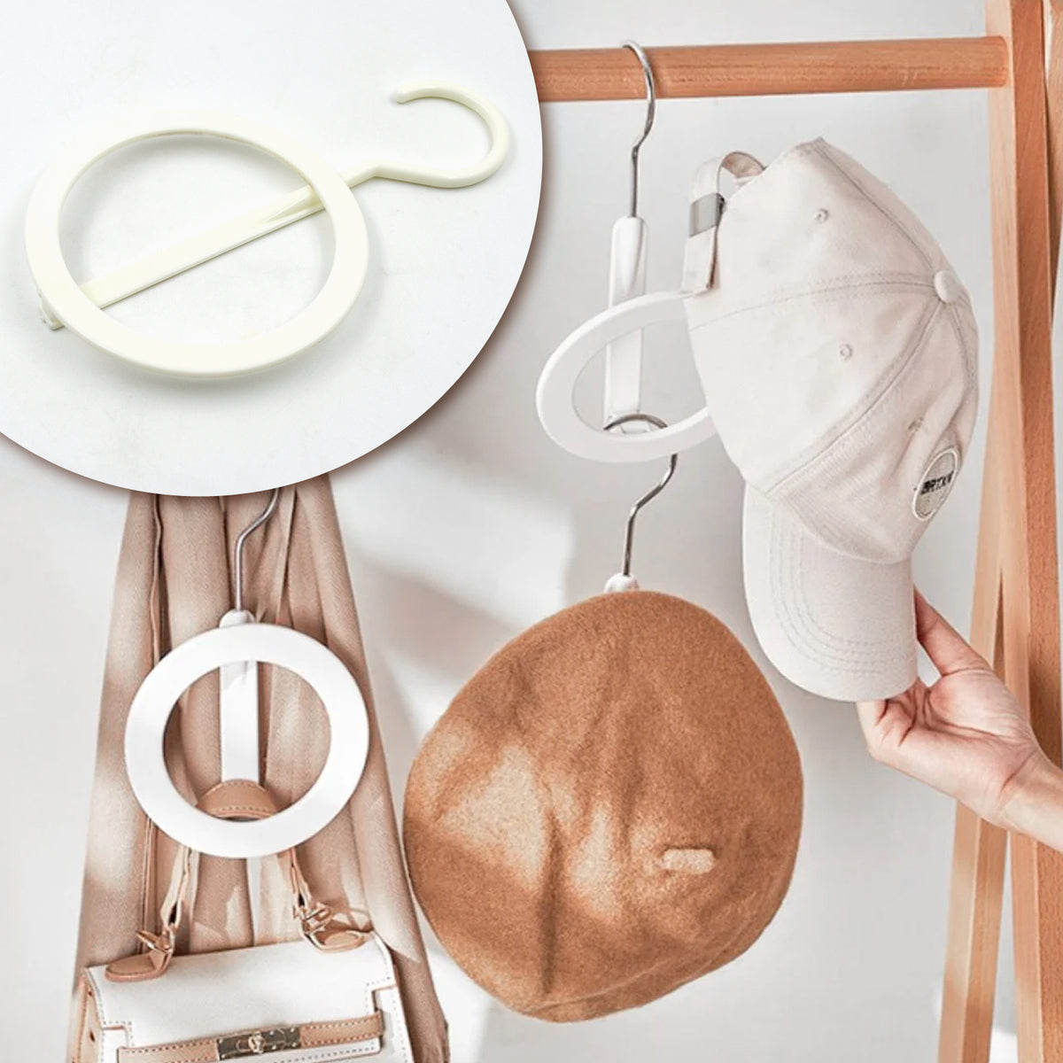 1Plastic Circle Hanger Hat Closet Joint Hanger Rings Hanger Hat Storage Towel Hanger Hook Bag Hanger Storage For Wall Door Closet Bathroom (1 Pc)
