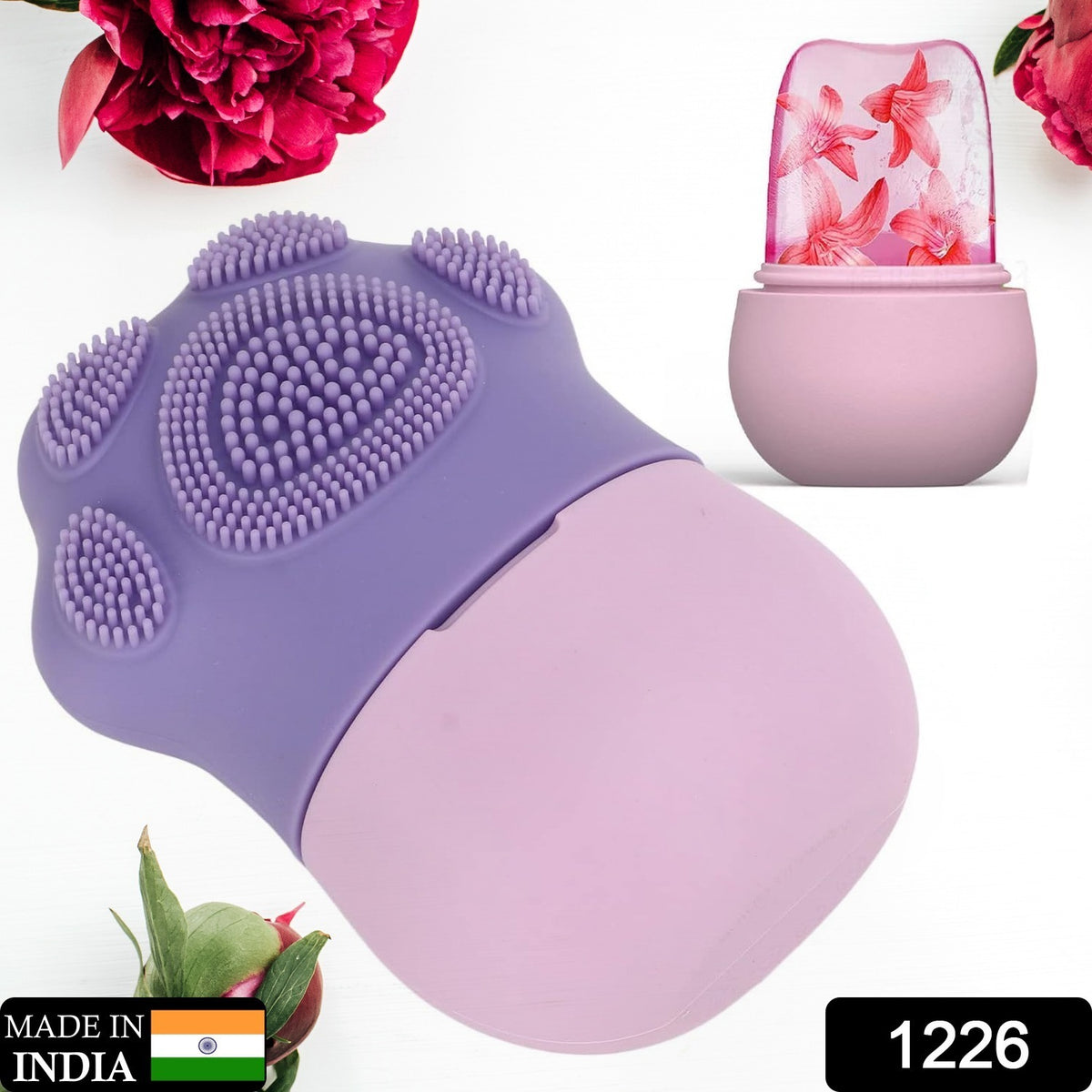 Non Slip Silicone Face Ice Cubes Easy Grip New Unique Shape Ice Roller Base Reusable For Beauty  ( 1 Pc )