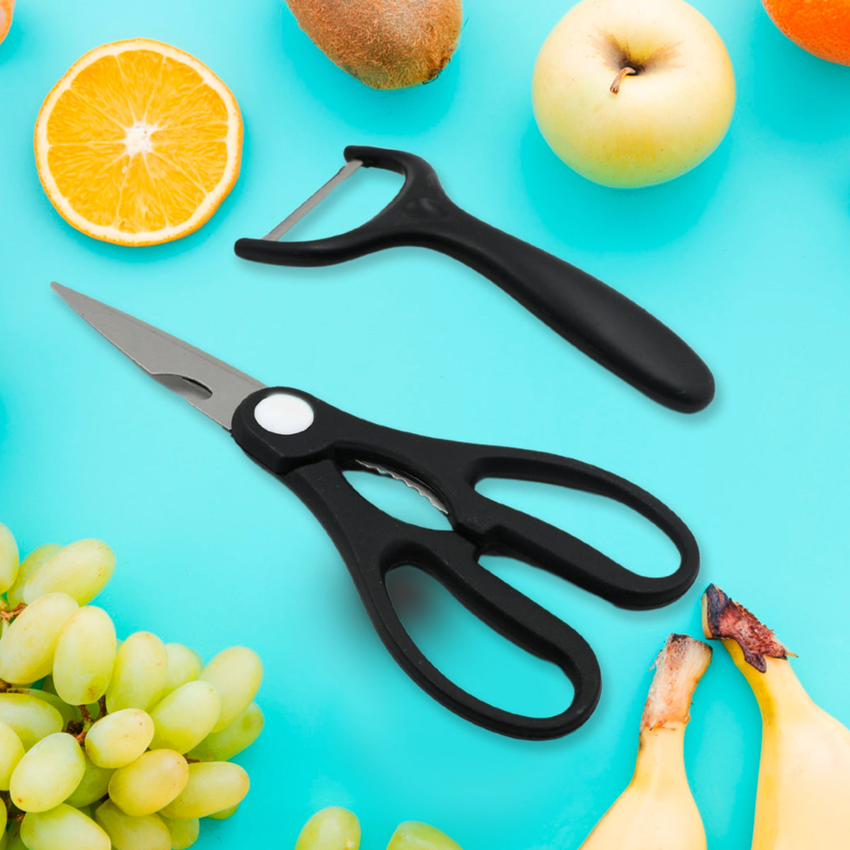 6 Pieces Professional Kitchen Knife Set Meat Knife Chefs Knife With Non-slip Handle For Home Kitchen And Restaurant With Chef Peeler And Scissor (Stainless Steel  6 Pcs Set)