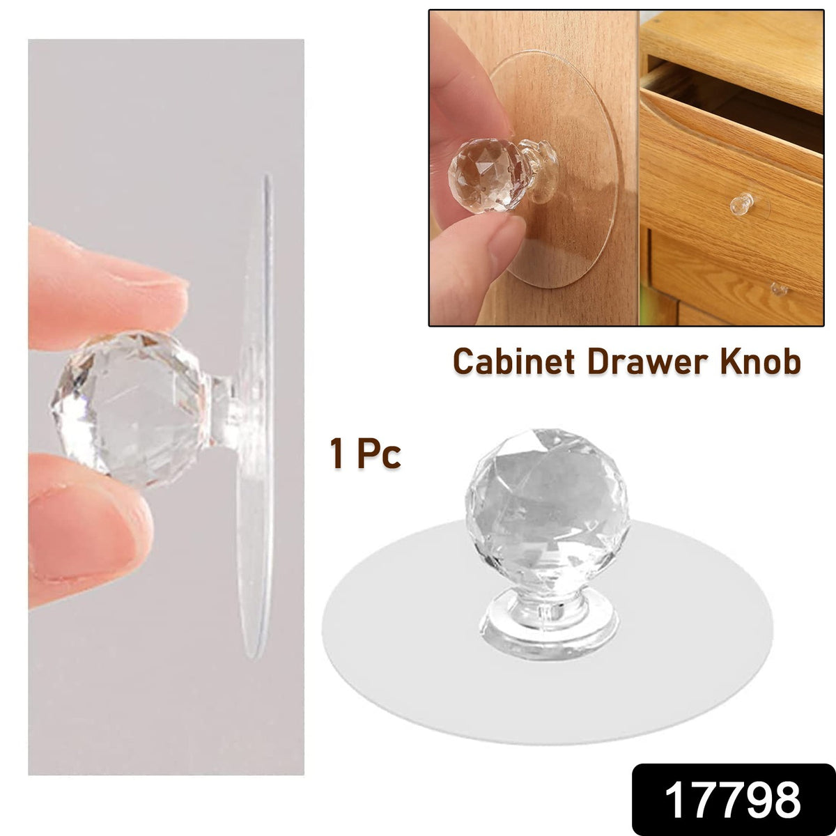 Clear Cabinet Drawer Knobs  Hook Diamond Crystal Shaped Pulls Handles For Wardrobe Kitchen Cupboard Bathroom Dresser Furniture Door Window (1 Pc)