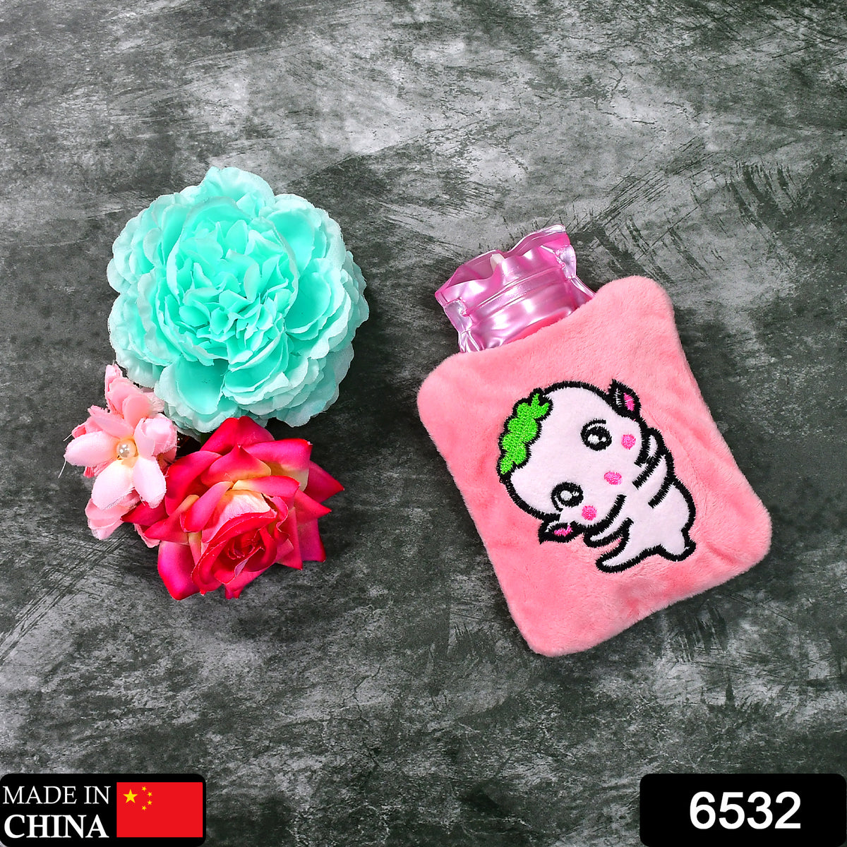 Pink Cartoon Small Hot Water Bag With Cover For Pain Relief Neck Shoulder Pain And Hand Feet Warmer Menstrual Cramps.