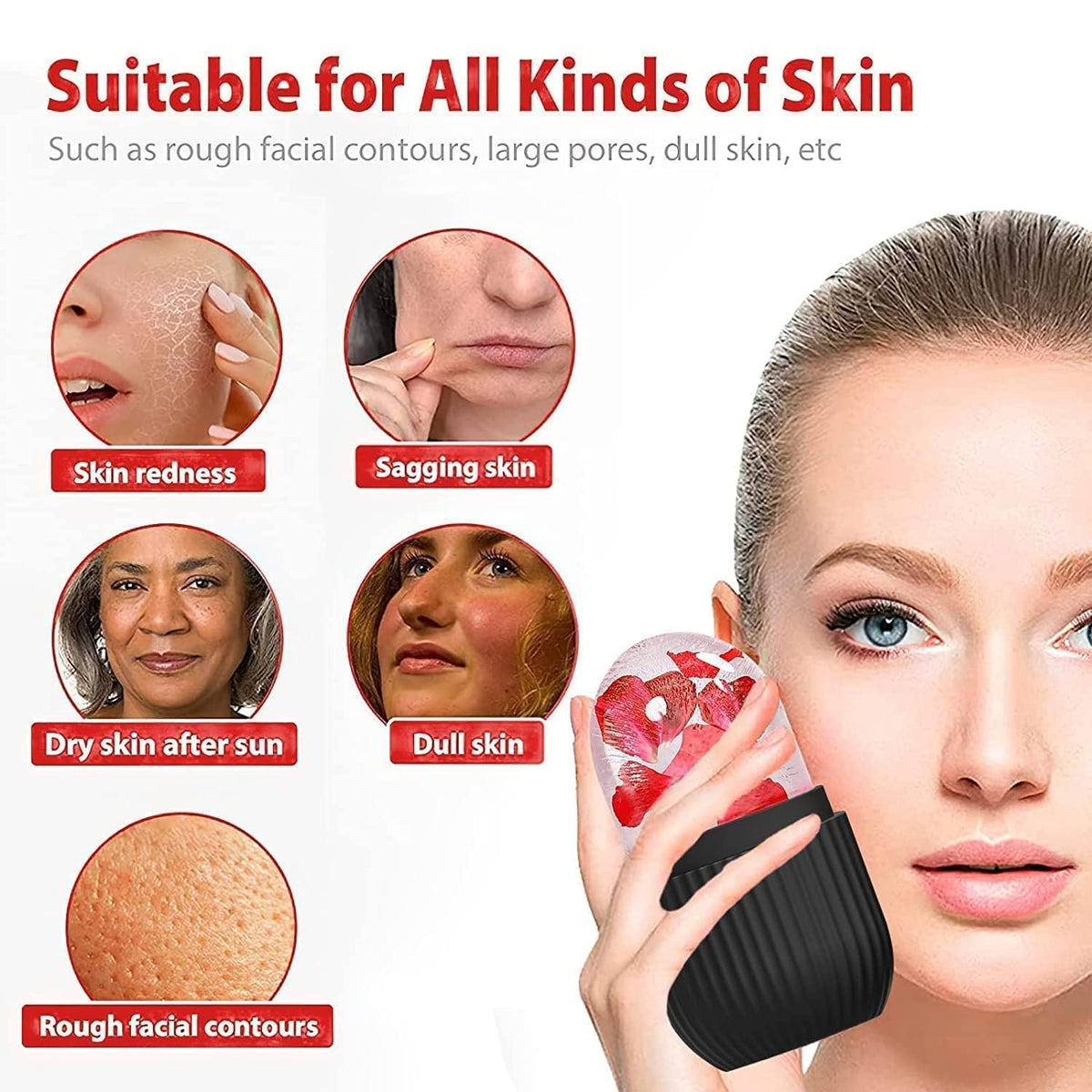 Face Ice Roller  Ice Roller For Face  Ice Roller For Face Massager  Face Ice Treatment Reduce Face Swelling And Under Eye Puffiness (Black)