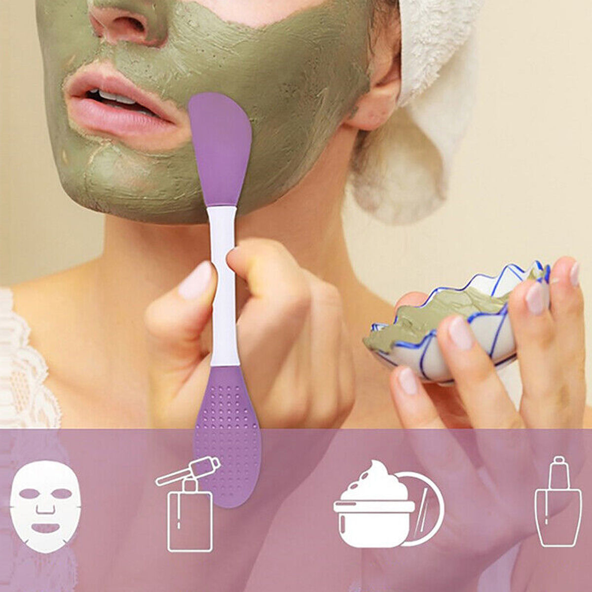 Double-headed Silicone Mask Brush Face Cleansing And Applying Mud Mask Beauty Salon Special Brush Smear Tool Facial Scrub Silicone Wash Scrubber Face Tools (1 Pc)