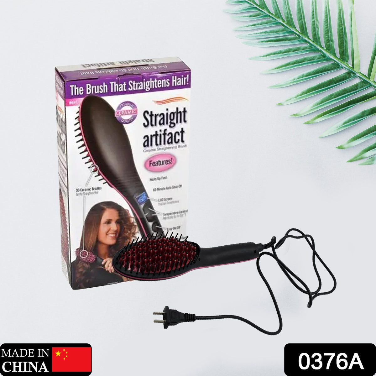 Simply Straight Electric 2 In 1 Ceramic Hair Straightener Straightening Comb Brush With Lcd Screen Temperature Control Display For Women
