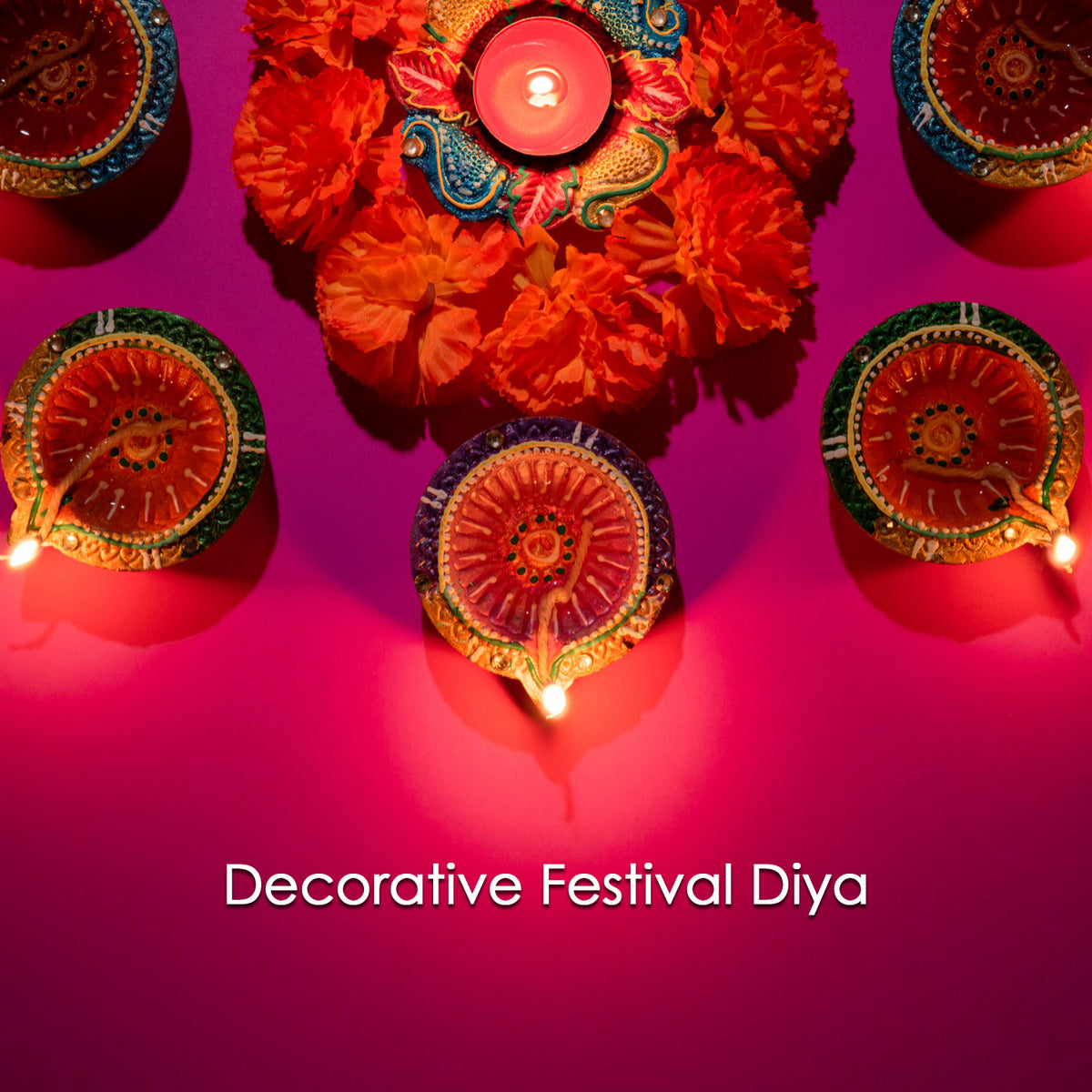Decorative Hand Painted Clay Puja Diya For Diwali Handmade Diya (6 Pcs Set)