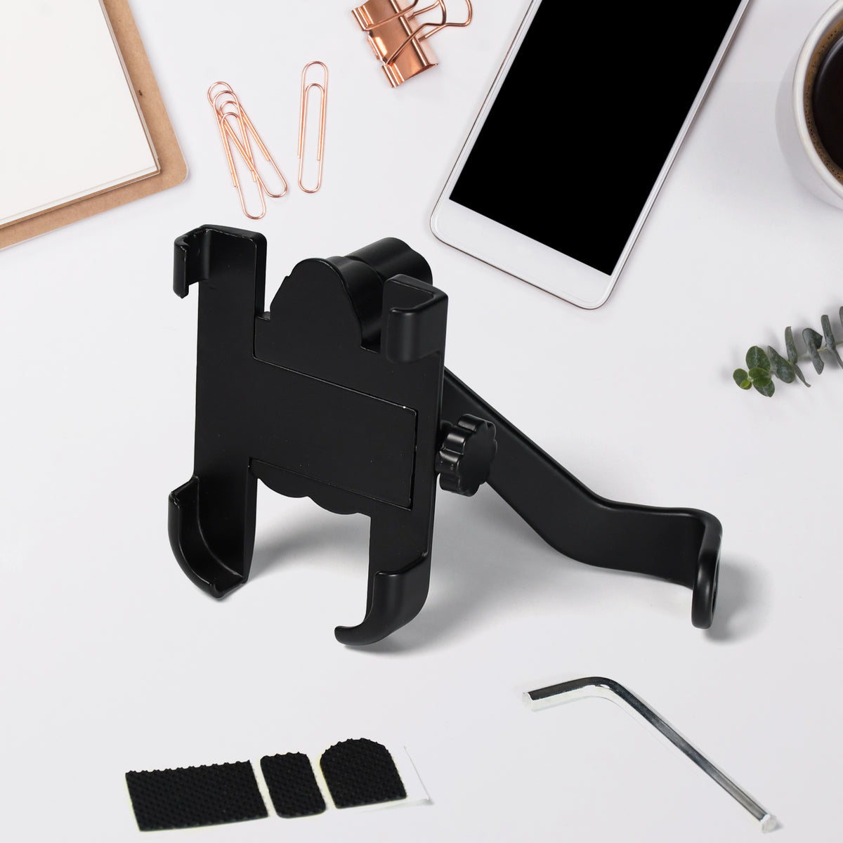 Mobile Phone Holder With Easy Adjustable Rear View Mirror Mount Solid Metal Cradle Stand Suitable For Bike  Mobile Phones