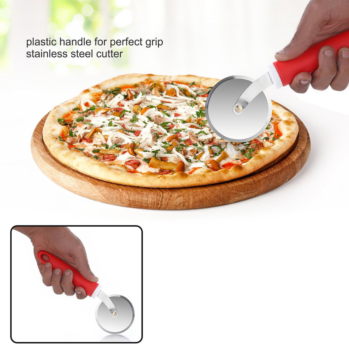 Ganesh  Pizza  Pastry Cutter Wheel Pizza Cutter  (Stainless Steel) strong