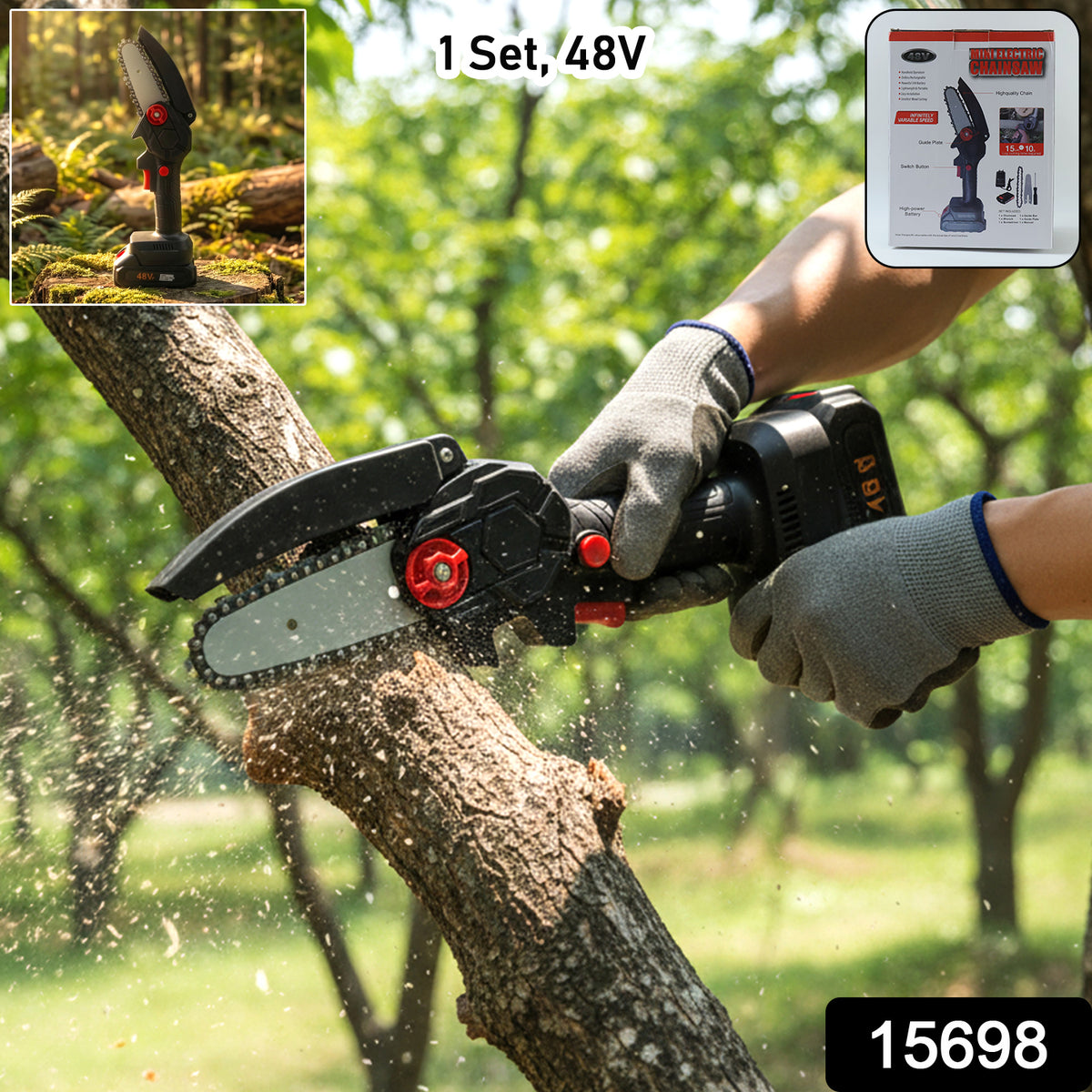 Mini Electric Cordless Chainsaw (1 Set 48v 24 Cm Long)