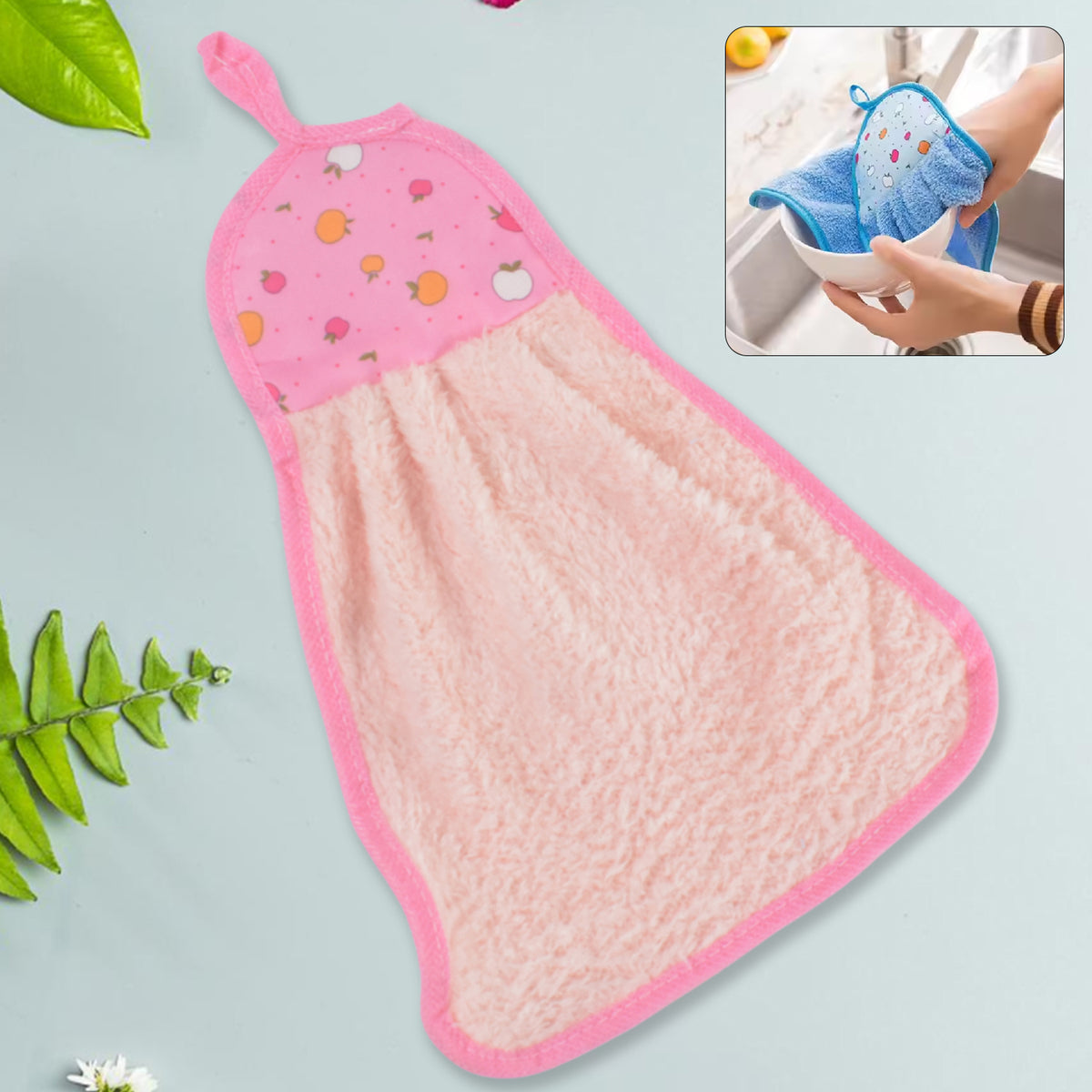 Microfiber Wash Basin Hanging Hand Kitchen Towel Napkin With Loop high qualtiy