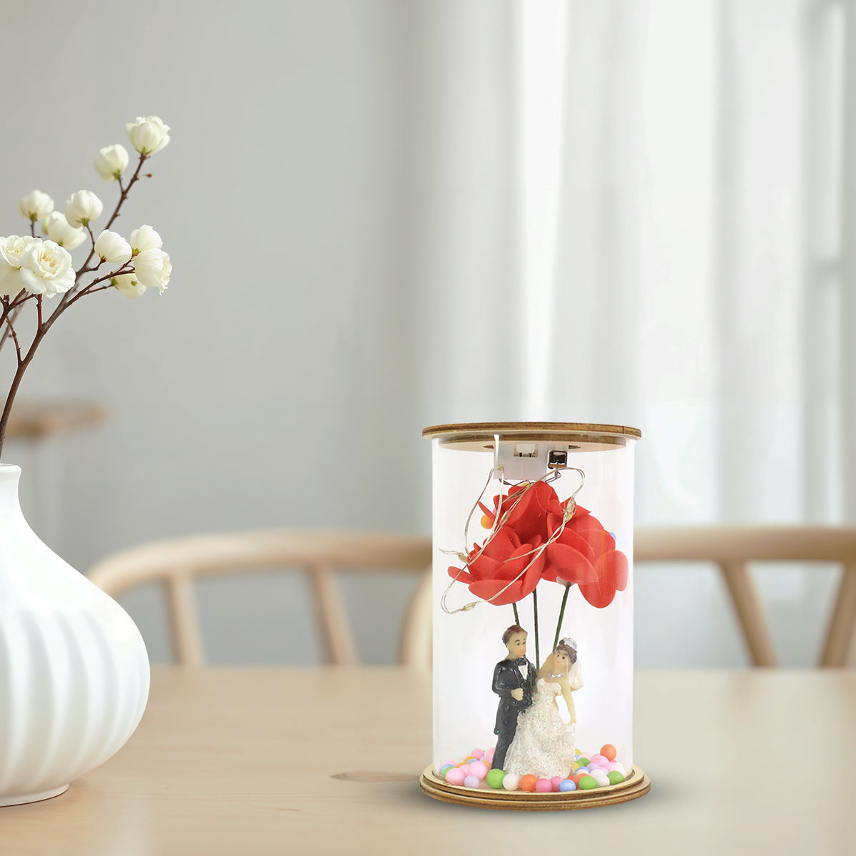 Wedding Couple With Led Rose Lamp (1 Pc)