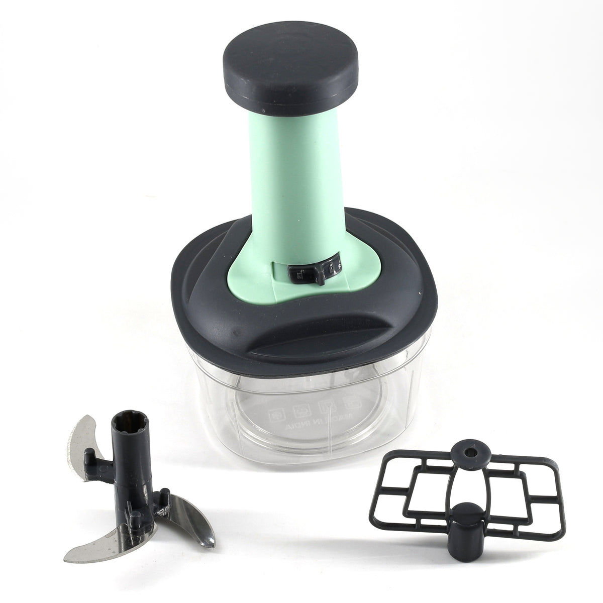 Push Chopper Manual Food Chopper And Hand Push Vegetable Chopper Cutter Mixer Set For Kitchen With 3 Stainless Steel Blade.