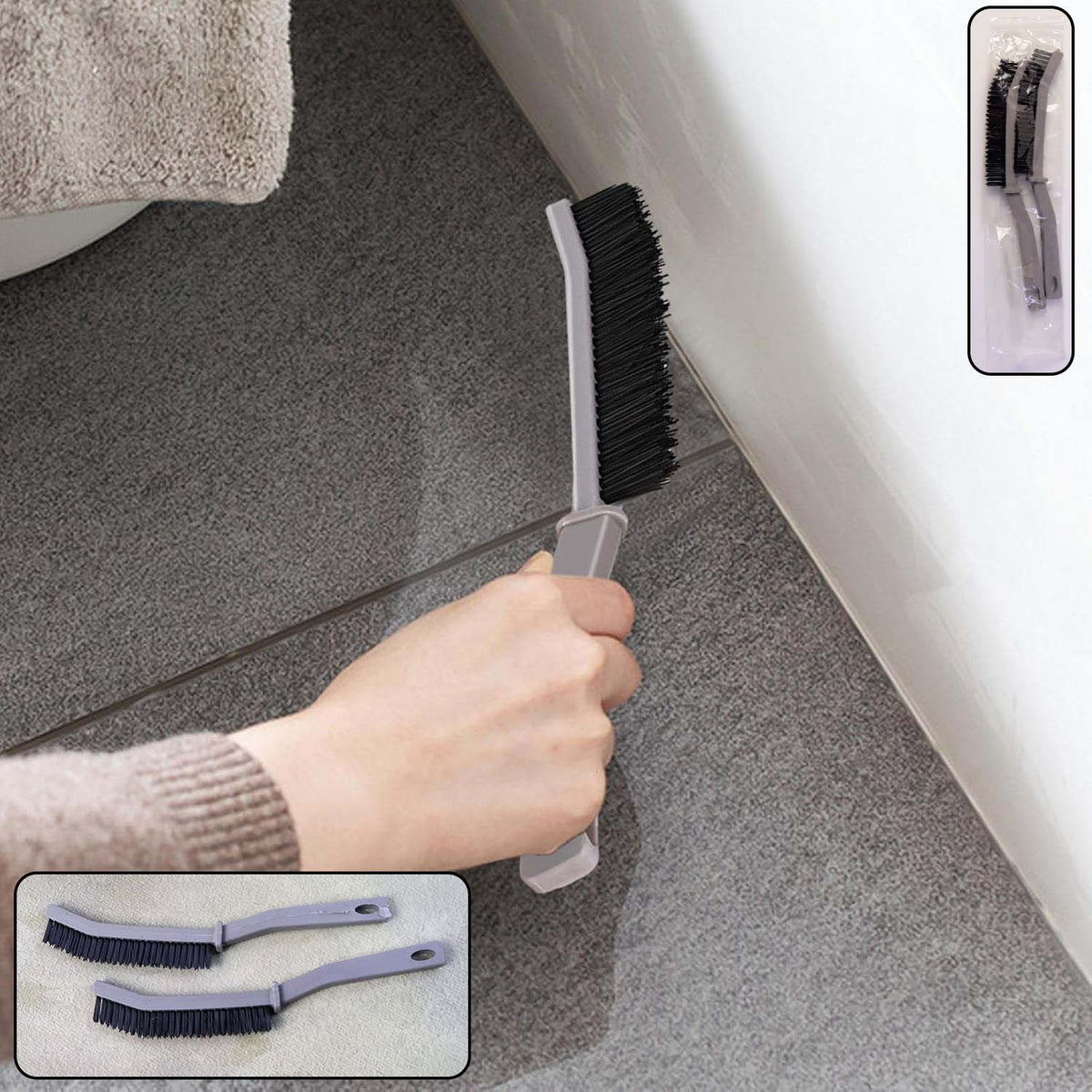 Long Handle Corner Cleaning Brush (2 Pc Set)
