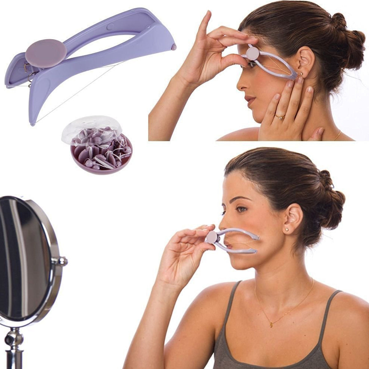 Slique Painless Eyebrow Upper Lips Face And Body Hair Removal Threading Manual Tweezer Machine Shaver System Kit