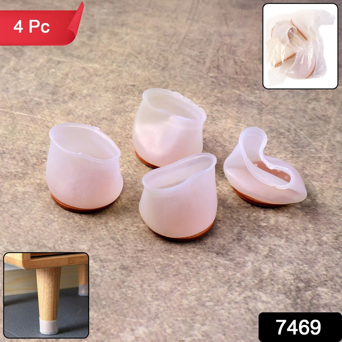 Premium Silicone Furniture Feet Pads (4 Pc Set  Mix Color)