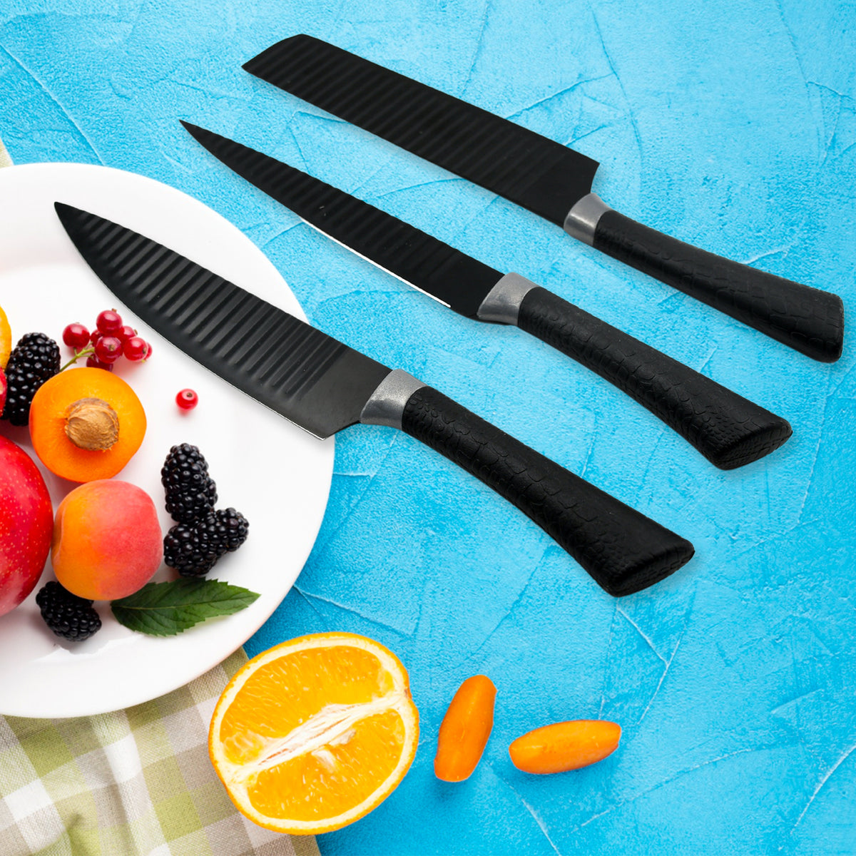 6 Pieces Professional Kitchen Knife Set Meat Knife Chefs Knife With Non-slip Handle For Home Kitchen And Restaurant With Chef Peeler And Scissor (Stainless Steel  6 Pcs Set)
